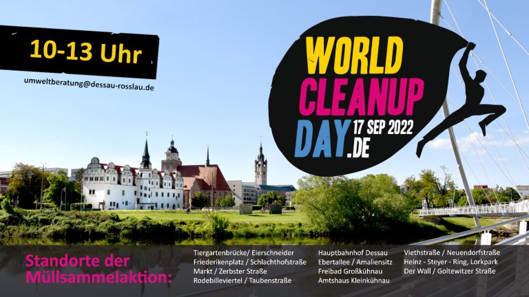 Grüner Stand auf dem World Cleanup Day 2022